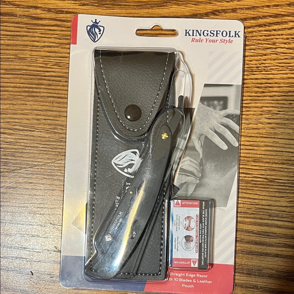 Black Straight Edge Razor with Leather Travel Pouch
